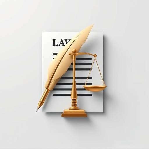 Icône représentant un document légal avec une plume et une balance de la justice.